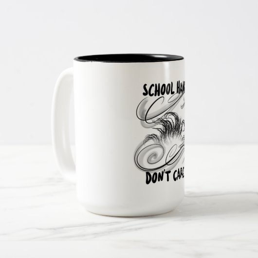 Schulhaar kümmert sich nicht um Schulbeginn Zweifarbige Tasse (Vorderseite Links)