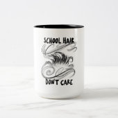Schulhaar kümmert sich nicht um Schulbeginn Zweifarbige Tasse (Mittel)