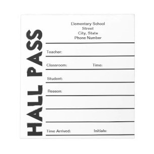 SchulHall Pass Notepad Notizblock