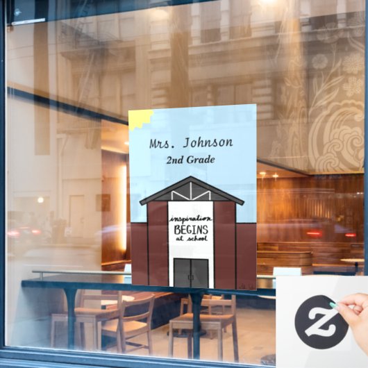 Schulhaus für Lehrer Fensteraufkleber (Café-Fenster)