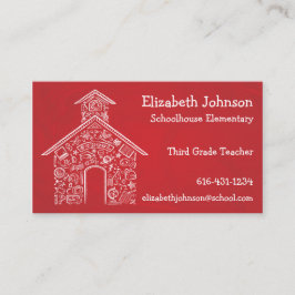 Schulhaus-Lehrer-Visitenkarte ROT Visitenkarte