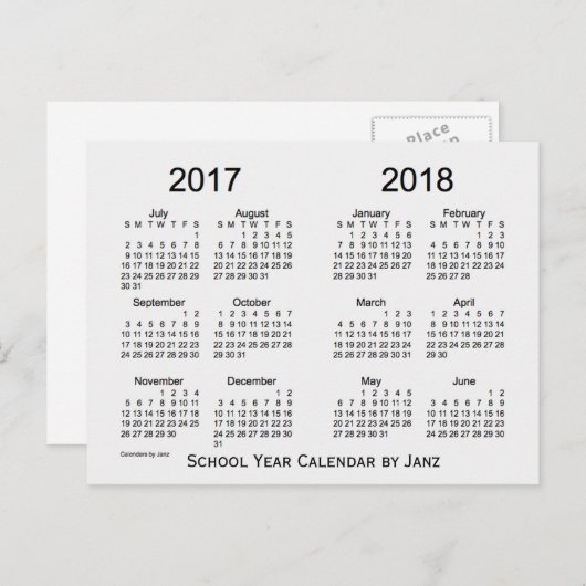 Schuljahr 2017-2018 Weißer Rauchkalender von Janz Postkarte (Vorne/Hinten)