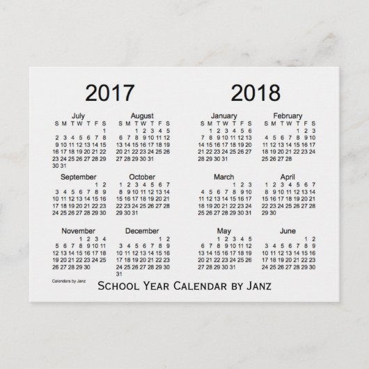 Schuljahr 2017-2018 Weißer Rauchkalender von Janz Postkarte (Vorderseite)