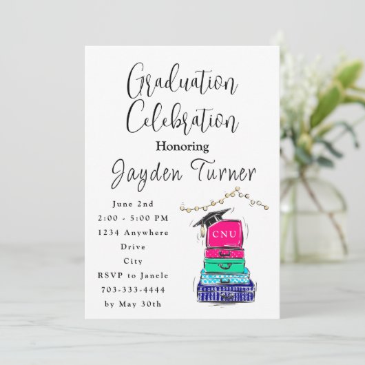 Schuljahr Abschluss Einladung (Stehend Vorderseite)