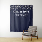 Schuljahr Foto Hintergrund Navy Blue Silver Wandteppich (Beispiel)