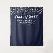 Schuljahr Foto Hintergrund Navy Blue Silver Wandteppich (Vorderseite)