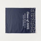 Schuljahr Navy Blue Silver Custom Background Wandteppich (Vorderseite (Horizontal))