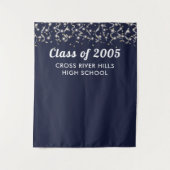 Schuljahr Navy Blue Silver Custom Background Wandteppich (Vorderseite)