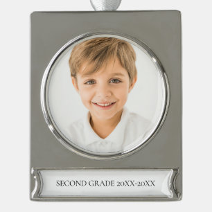 Schuljahres-Foto-Ornament Banner-Ornament Silber
