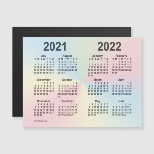 Schuljahreskalender 2021-2022 von Janz Rainbow Magnetkarte (Vorne/Hinten)