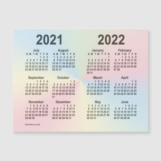 Schuljahreskalender 2021-2022 von Janz Rainbow Magnetkarte (Vorderseite)