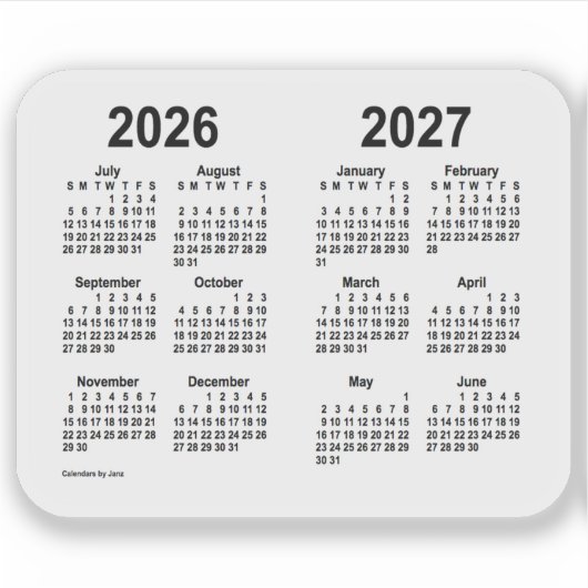 Schuljahreskalender 2026-2027 von Janz Transparent Aufkleber (Vorderseite)