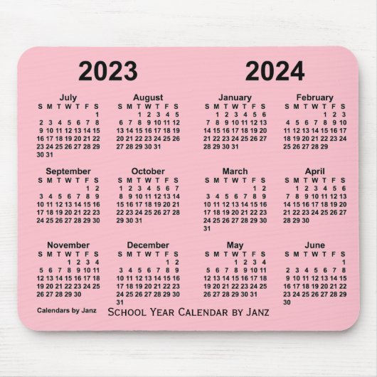 Schuljahrskalender 2023-2024 von Janz Pink Mousepad (Vorne)