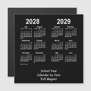 Schuljahrskalender 2028-2029 von Janz Neon White Magnetkarte