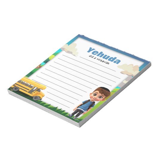 Schuljunge Mitzvah Note Notizblock (Rotiert)