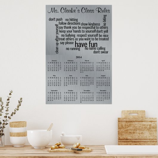 Schulkalender 2013-2014 Regeln für Schulklassen Poster (Küche)