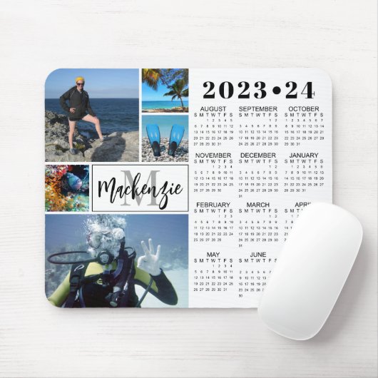 Schulkalender 5 Fotos Monogramm Name Mousepad (Mit Mouse)