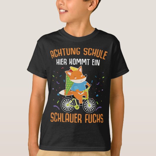 Schulkind Fahrrad Schlauer Fuchs T-Shirt (Vorderseite)