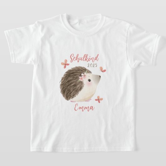 Schulkind - Igel - Aquarell-Design rosa |  T-Shirt (Ablage )