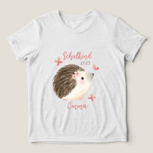 Schulkind - Igel - Aquarell-Design rosa | Tri-Blend Shirt (Design Vorderseite)