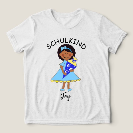 Schulkind - Mädchen mit Schultüte - blau 2 | Tri-Blend Shirt (Design Vorderseite)