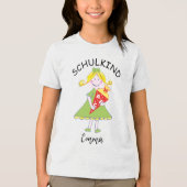 Schulkind - Mädchen mit Schultüte - grün 1 | Tri-Blend Shirt (Vorderseite)
