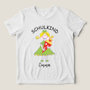 Schulkind - Mädchen mit Schultüte - grün 1   Tri-Blend Shirt