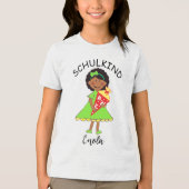 Schulkind - Mädchen mit Schultüte - grün 2 | Tri-Blend Shirt (Vorderseite)