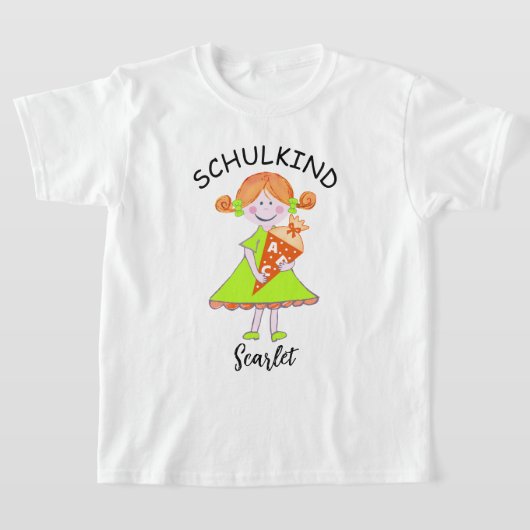Schulkind - Mädchen mit Schultüte - grün 3 | T-Shirt (Ablage )