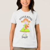 Schulkind - Mädchen mit Schultüte - grün 3 | Tri-Blend Shirt (Vorderseite)
