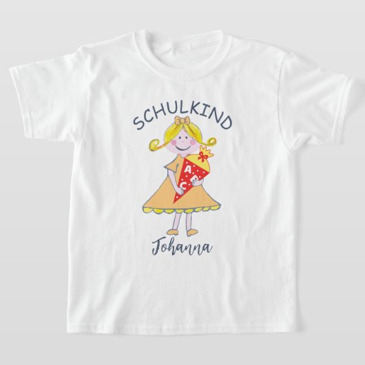 Schulkind - Mädchen mit Schultüte - orange 1 |  T-Shirt (Ablage )