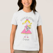 Schulkind - Mädchen mit Schultüte - rosa 1 | Tri-Blend Shirt (Vorderseite)