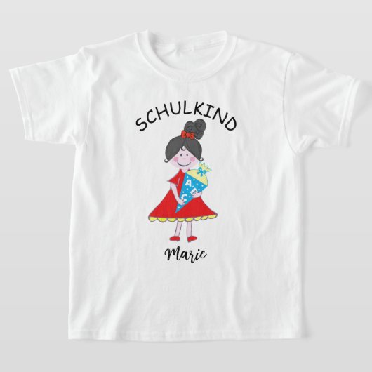 Schulkind - Mädchen mit Schultüte - rot 1 | T-Shirt (Ablage )