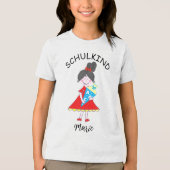 Schulkind - Mädchen mit Schultüte - rot 1 | Tri-Blend Shirt (Vorderseite)