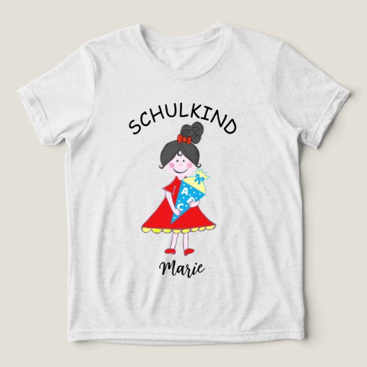 Schulkind - Mädchen mit Schultüte - rot 1 | Tri-Blend Shirt (Design Vorderseite)
