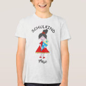 Schulkind - Mädchen mit Schultüte - rot 1 | Tri-Blend Shirt (Vorderseite)