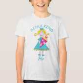 Schulkind - Mädchen mit Schultüte - türkis 1 | Tri-Blend Shirt (Vorderseite)