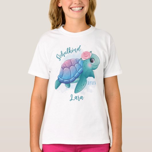 Schulkind - Schildkröte - Aquarell-Design |  T-Shirt (Vorderseite)