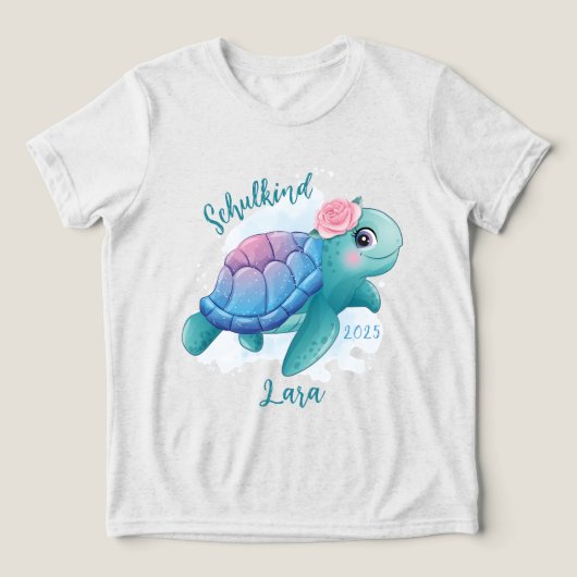 Schulkind - Schildkröte - Aquarell-Design | Tri-Blend Shirt (Design Vorderseite)