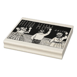 Schulkinder in Chalkboard Briefmarke für Vintage K Gummistempel