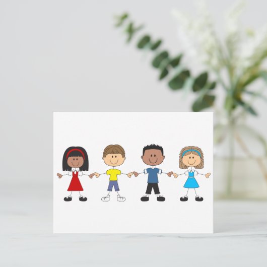 Schulkinder Postkarte (Stehend Vorderseite)