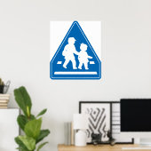 Schulkinder überqueren >> Japanisches Verkehrszeic Poster (Heimbüro)