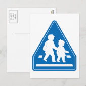 Schulkinder überqueren >> Japanisches Verkehrszeic Postkarte (Vorne/Hinten)