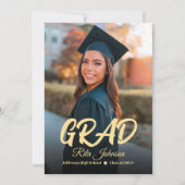 Schulklasse 2024 Black Gold High School Abschluss Einladung (Vorderseite)