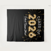 Schulklasse 2024 Schulname Gold Graduation Party Wandteppich (Vorderseite (Horizontal))