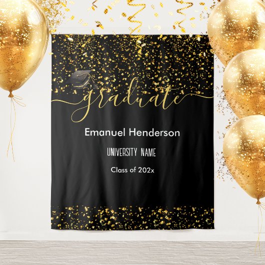 Schulklasse Gold Graduate Black Graduation Party C Wandteppich