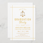 Schulklasse Gold, Jura Abschluss 2025 Einladung (Vorne/Hinten)