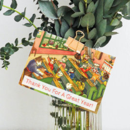 Schulklasse mit Kitten Lehrer Wertungskarte Dankeskarte