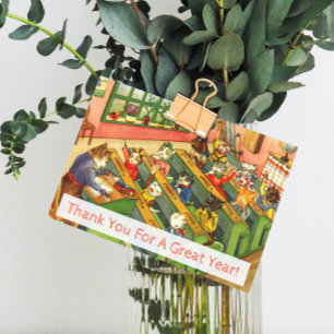 Schulklasse mit Kitten Lehrer Wertungskarte Dankeskarte