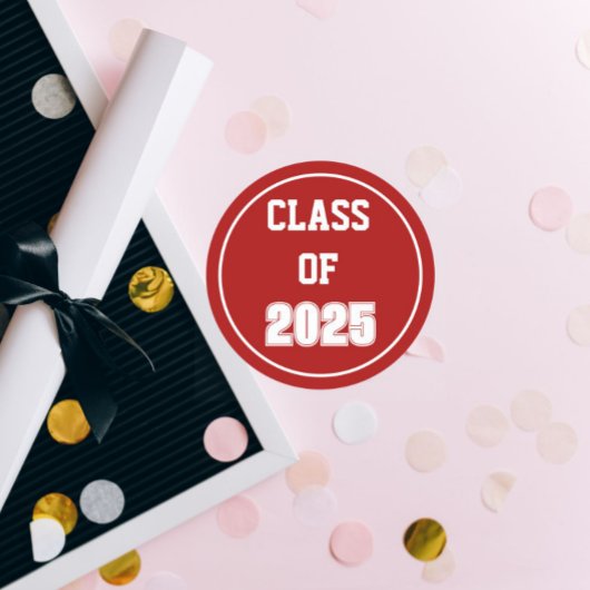 Schulklasse Rot und Weiß Runder Aufkleber